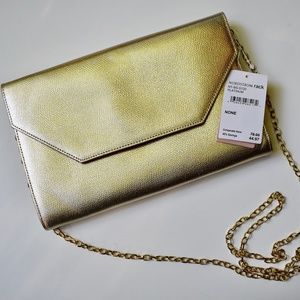 Shiny Gold Halogen Clutch Purse
